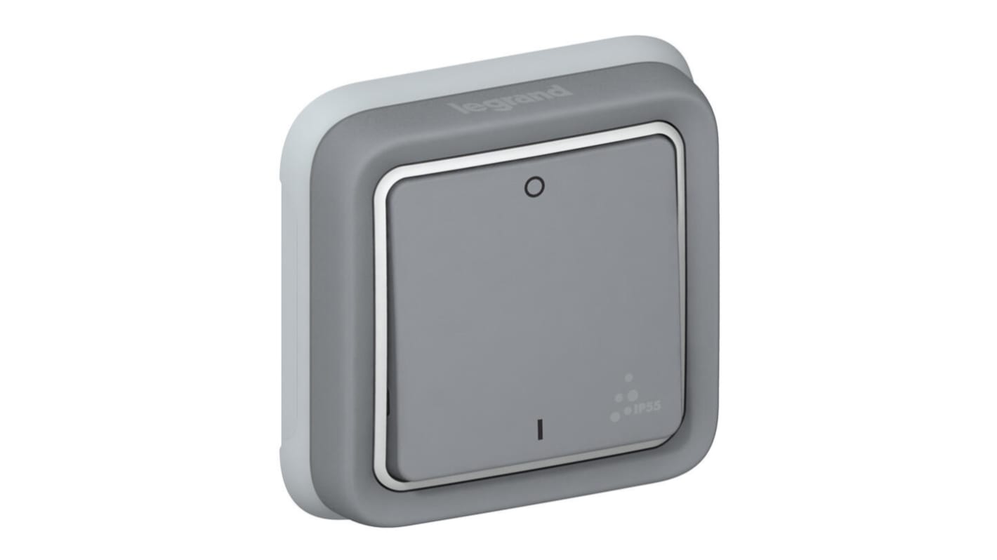 Legrand Grey Push Button Light Switch, 1 Way