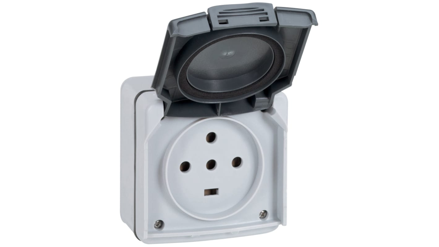Legrand Grey Plug Socket, 4 Poles, 20A, NF Socket