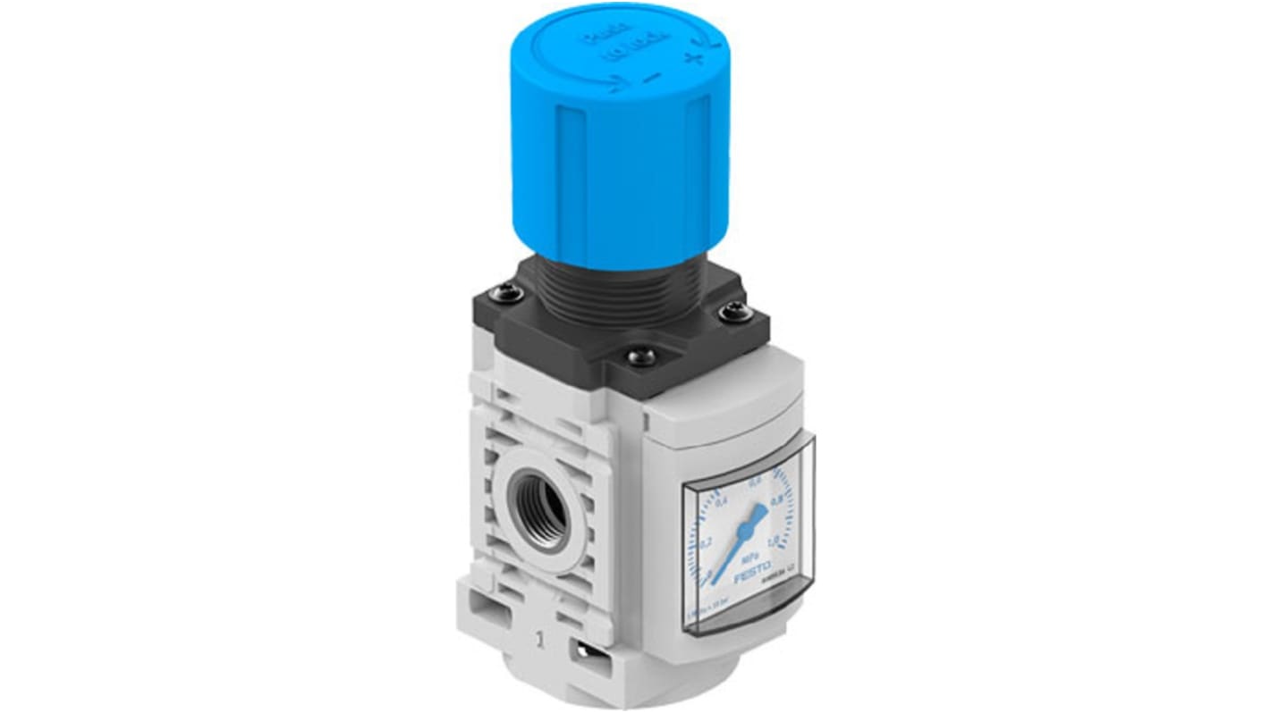 Festo G 1/4 Pneumatic Regulator - 0.1MPa to 1MPa, 1/4 in, 10bar max. input, 8099359