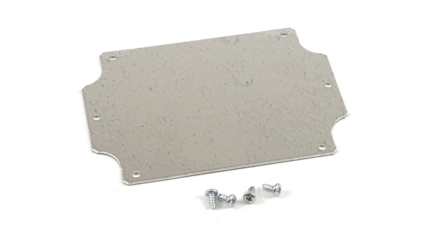 Hammond Steel Mounting Plate, 76mm W, 108mm L for Use with Flanged 1555 FF & F2F Enclosures