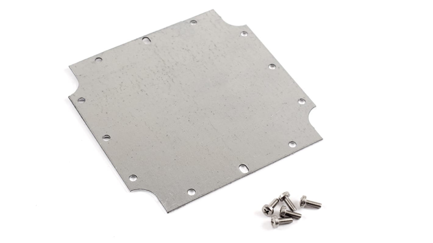 Hammond Steel Mounting Plate, 106.85mm W, 107.7mm L for Use with Flanged 1555 NF & N2F Enclosures