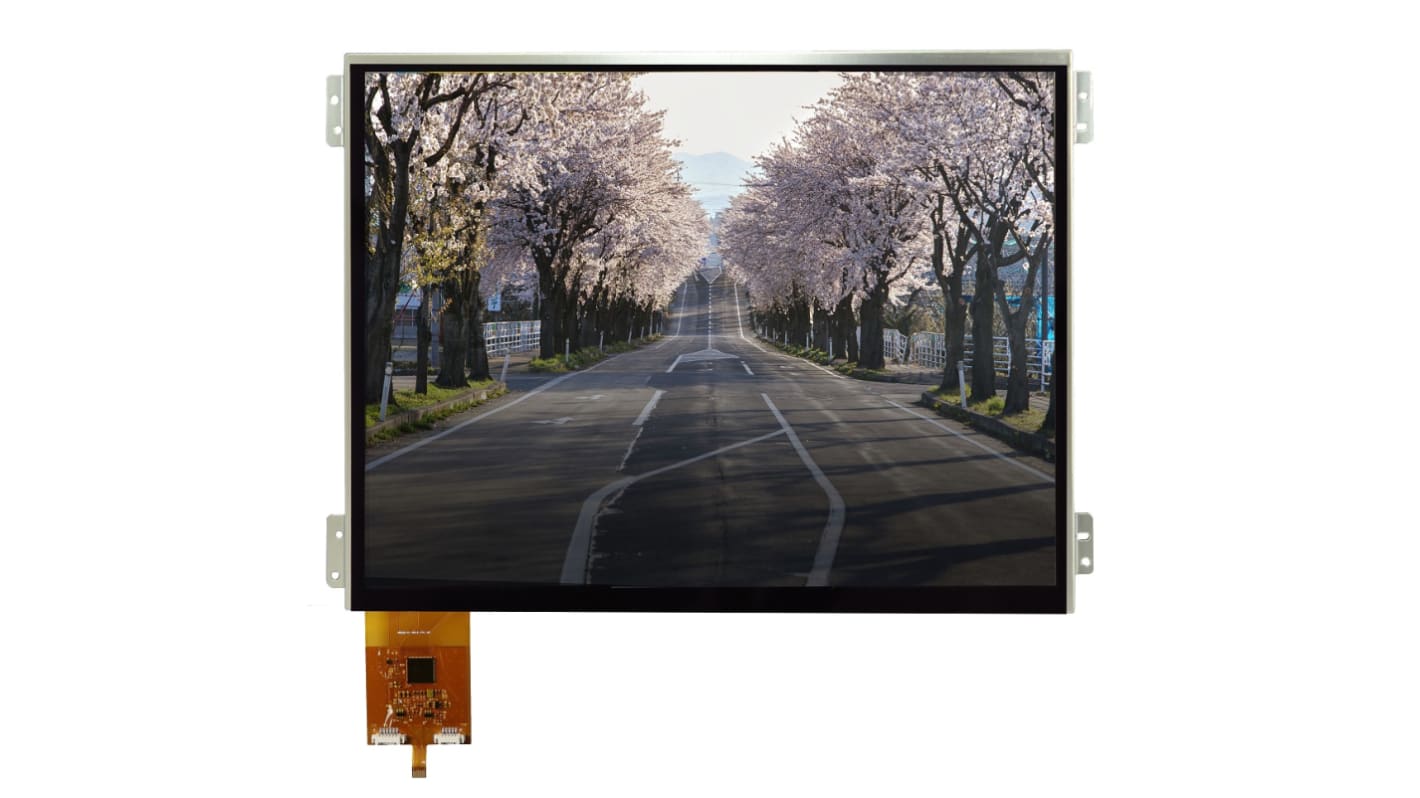 RS PRO 10.4in TFT液晶屏, 透射式显示, HDMI接口, LED背光源, 800cd/m²亮度, 可视区域210.43 x 157.82mm, 分辨率1024 x 768pixels