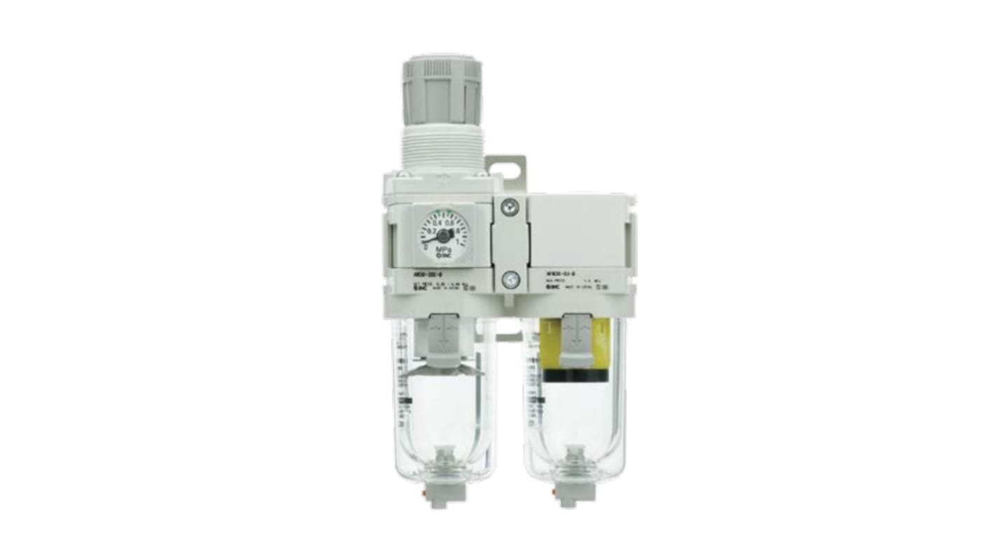 SMC AC20D Filter Regulator, 5μm, Rc 1/4, Semi Automatic, 8.5 bar