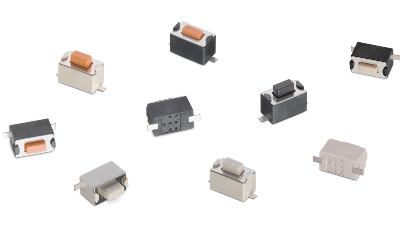 Wurth Elektronik Pink Rectangular Tactile Switch, SPST 50 mA 5mm Surface Mount
