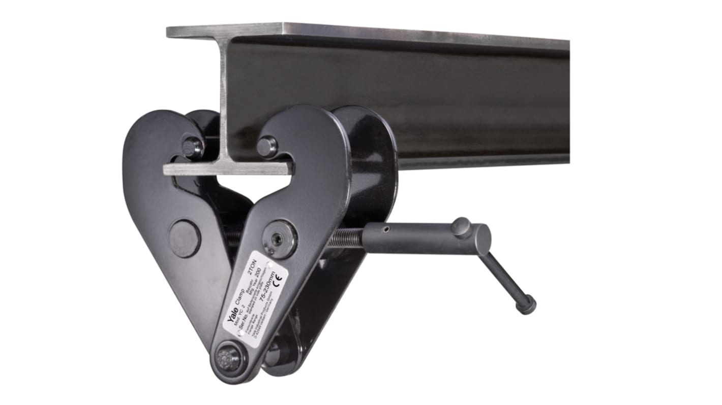 YALE Powder Coated Mild Steel Beam Clamp, 5000kg Holding Weight, Fits Channel Size 90 → 320mm