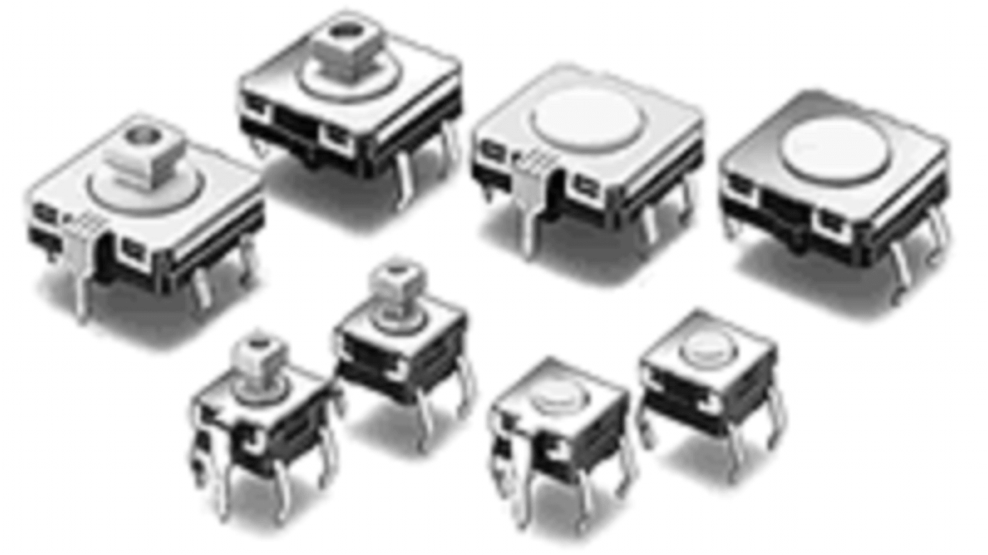 Omron IP40 Plunger for Cap Tactile Switch, SPST 0.05A @24V dc VA Through Hole