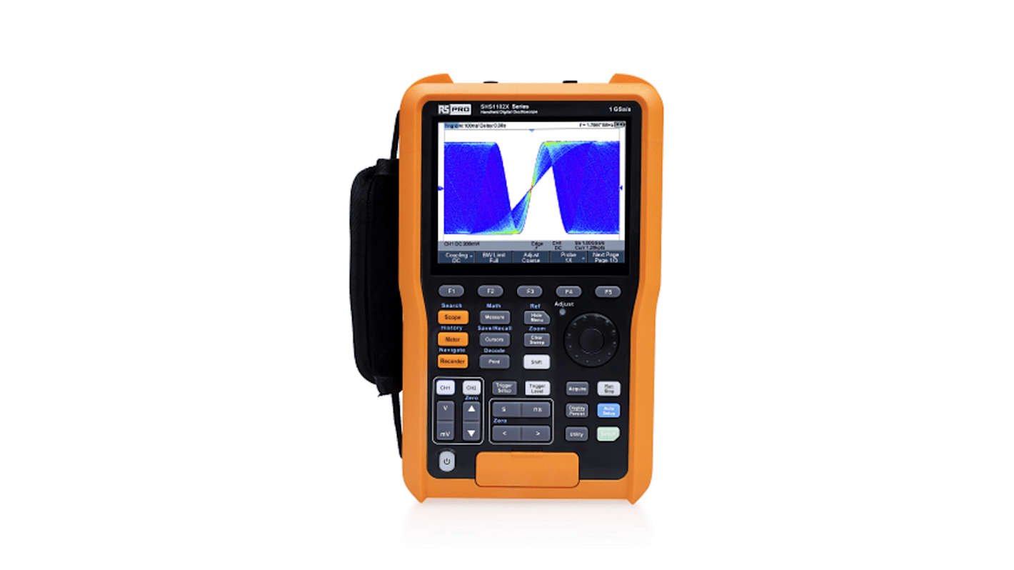 Osciloskop Ruční 100MHz, typ displeje: TFT LCD 2 analogové kanály 0 digitálních kanálů RS PRO 100,000 wfm/s