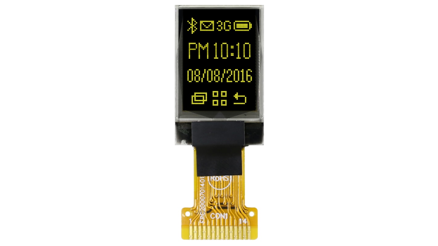 Midas 0.71in Yellow Passive matrix OLED Display 48 x 64pixels COT I2C Interface