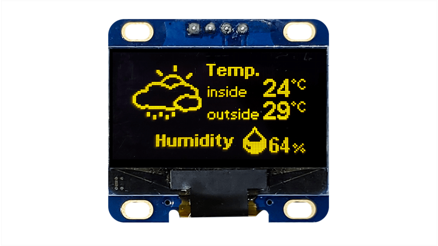 Midas 1.28in Yellow Passive matrix OLED Display 128 x 64pixels COB I2C Interface