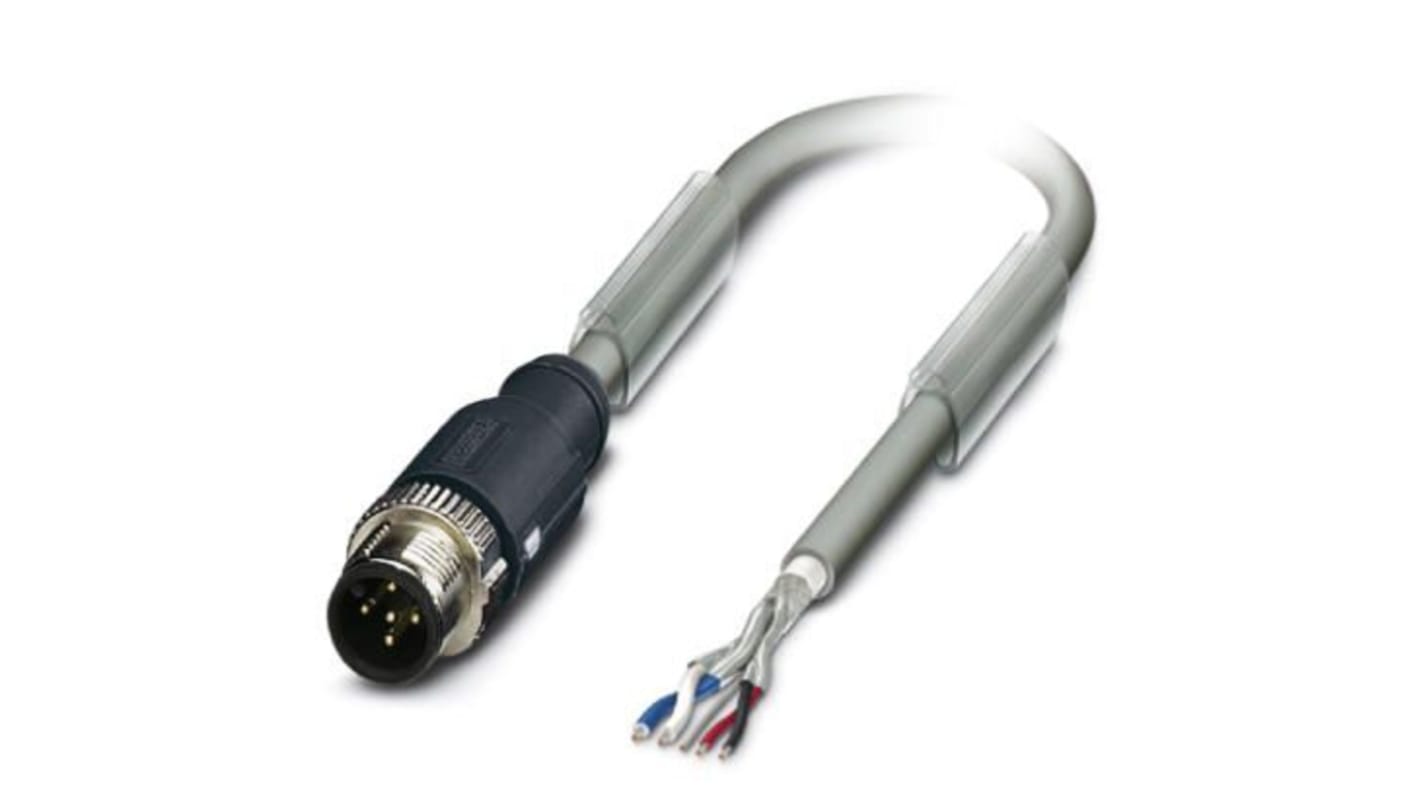 Phoenix Contact Straight Male M12 to Male M12 Bus Cable, 15m