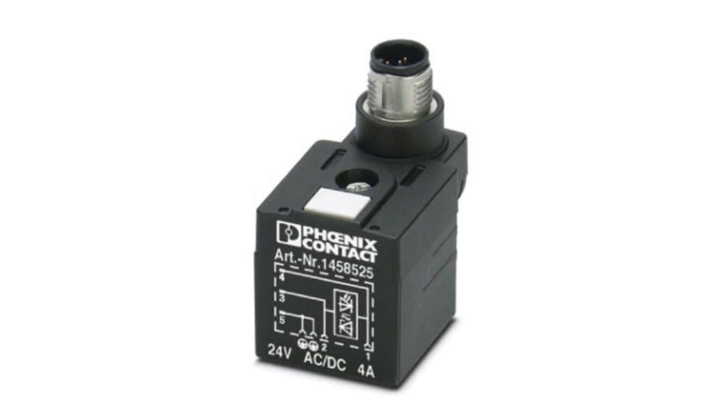 Phoenix Contact, Male Solenoid Valve Connector,  with Indicator Light, 24 V ac Voltage