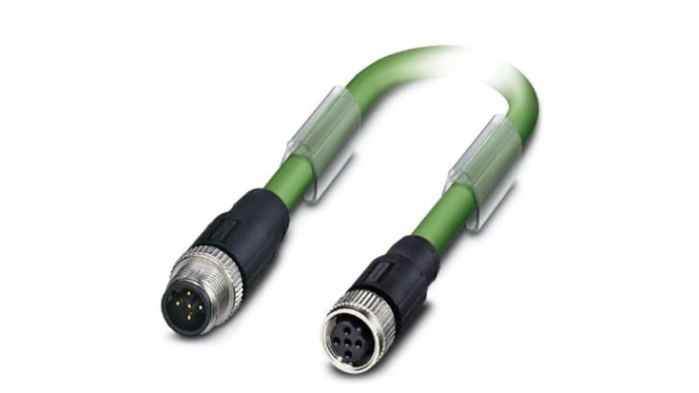 Phoenix Contact Straight Female M12 to Male M12 Bus Cable, 2m