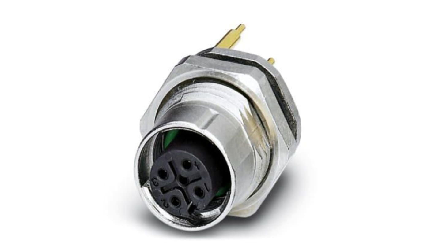 Conector circular Phoenix Contact hembra serie SACC de 4 vías, Montaje trasero, IP67