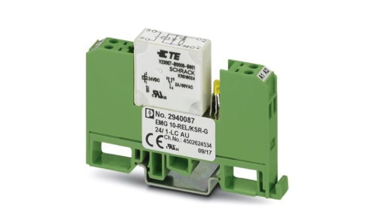 Phoenix Contact EMG Series Relay Module, DIN Rail Mount, 24V dc Coil, SPST, 2A Load