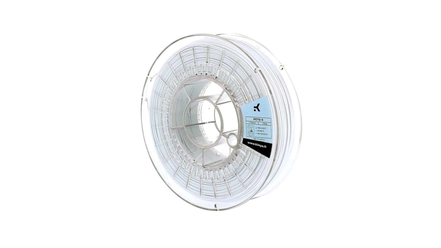 Kimya PETG-SBreakaway0750266 3D-Drucker Filament zur Verwendung mit Jeder 3D-Drucker, Weiß, 2.85mm, 2.2kg
