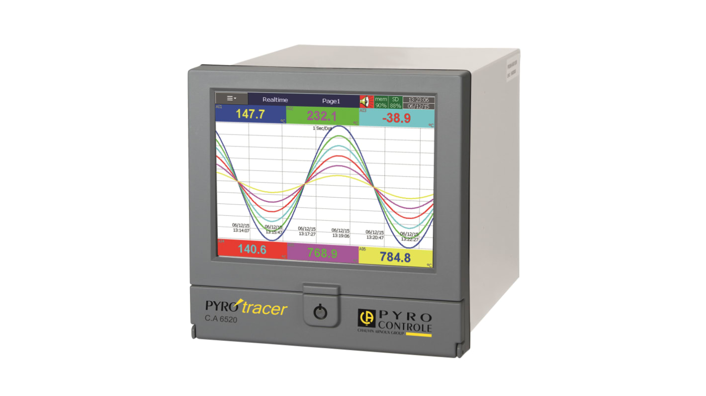 Pyro Controle 6 Input Channels, 0 Output Channels, Graphical Chart Recorder Measures Humidity, Temperature