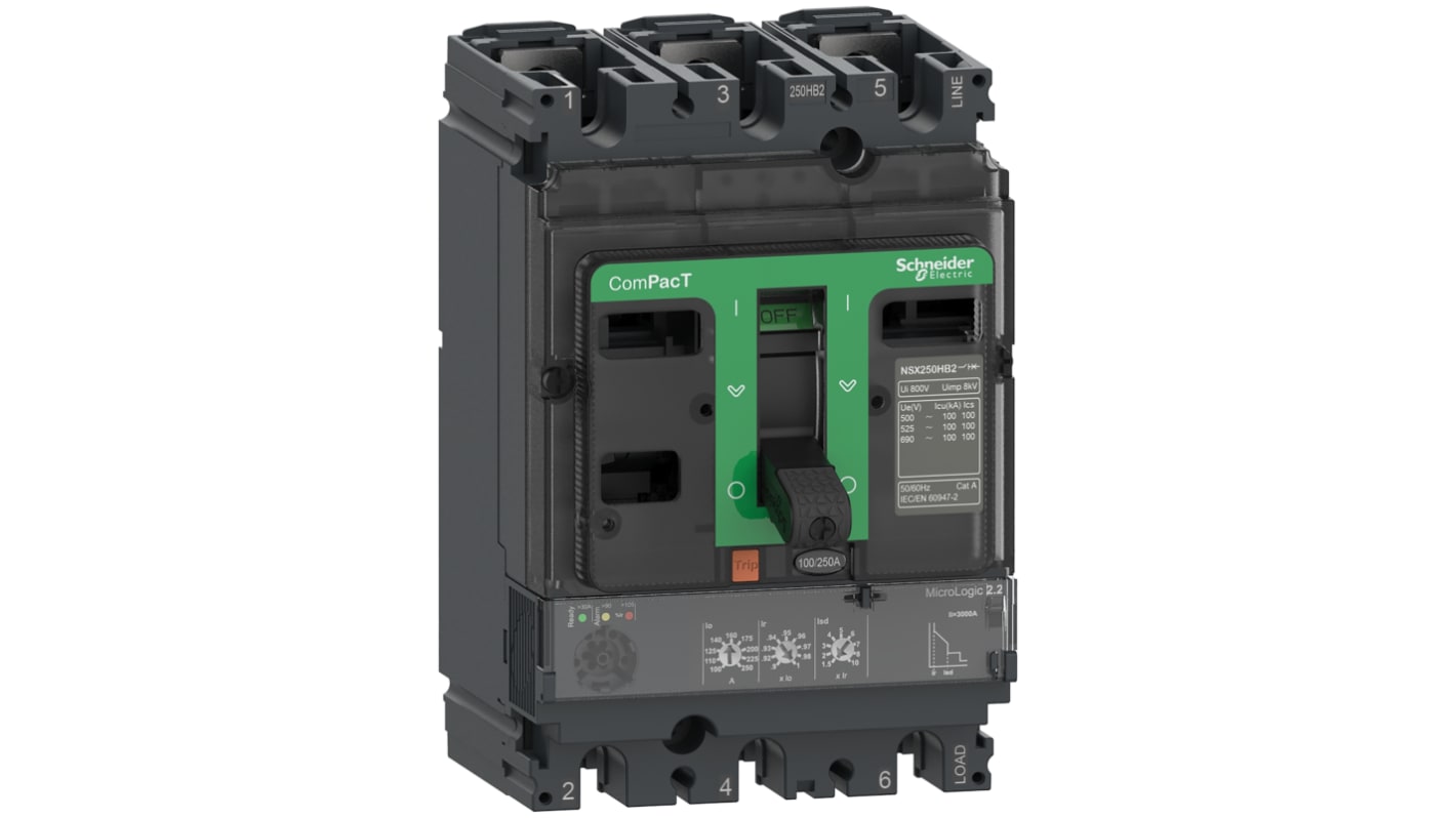 Disjoncteur Schneider Electric ComPacT NSX 3 pôles, 40A, montage fixe