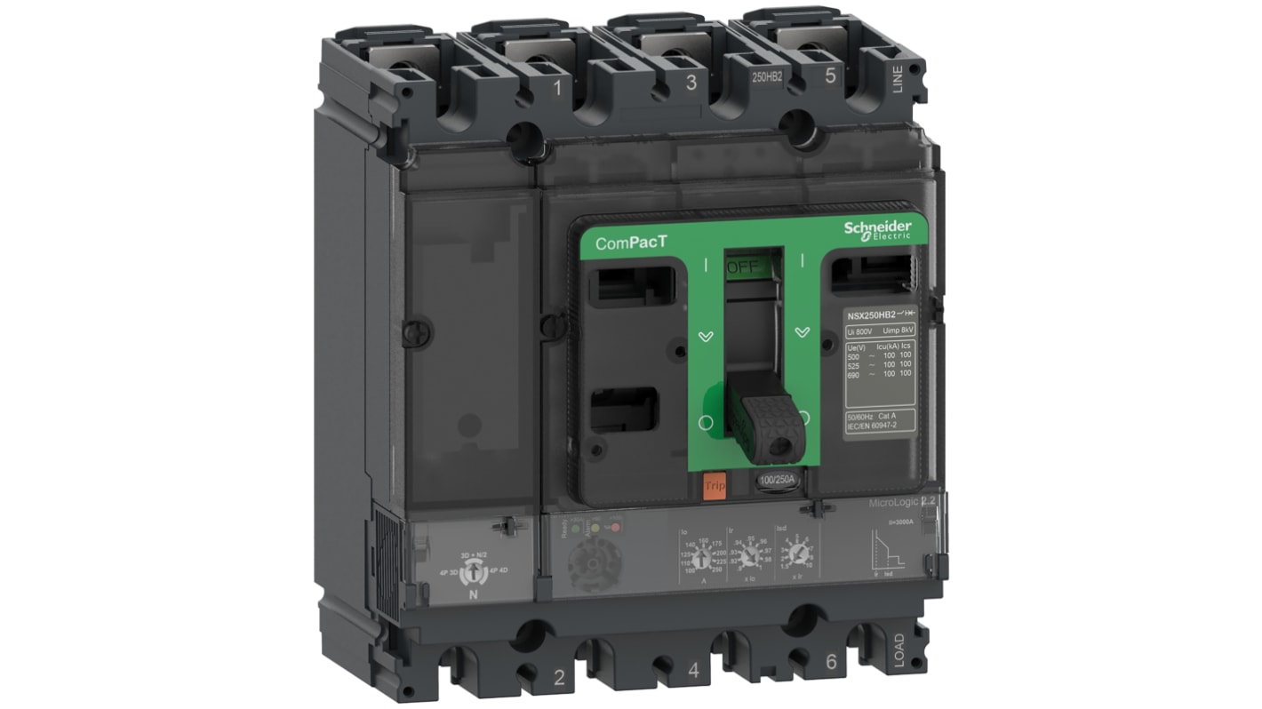 Schneider Electric, ComPacT NSX MCCB 4P 100A, Fixed Mount
