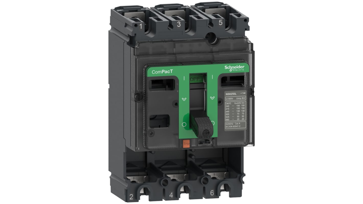 Schneider Electric, ComPacT NSX MCCB 3P 100A, Fixed Mount
