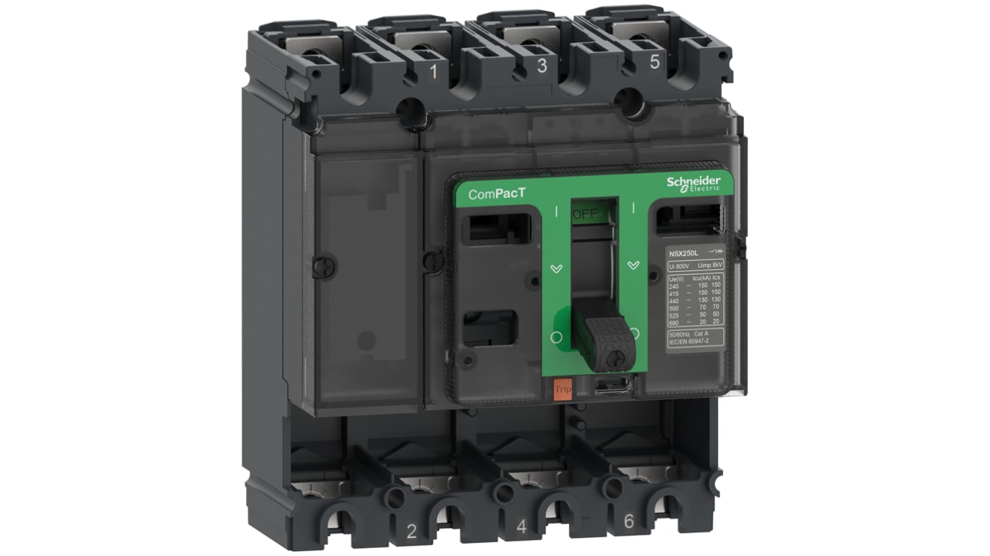 Schneider Electric, ComPacT NSX MCCB 4P 250A, Fixed Mount