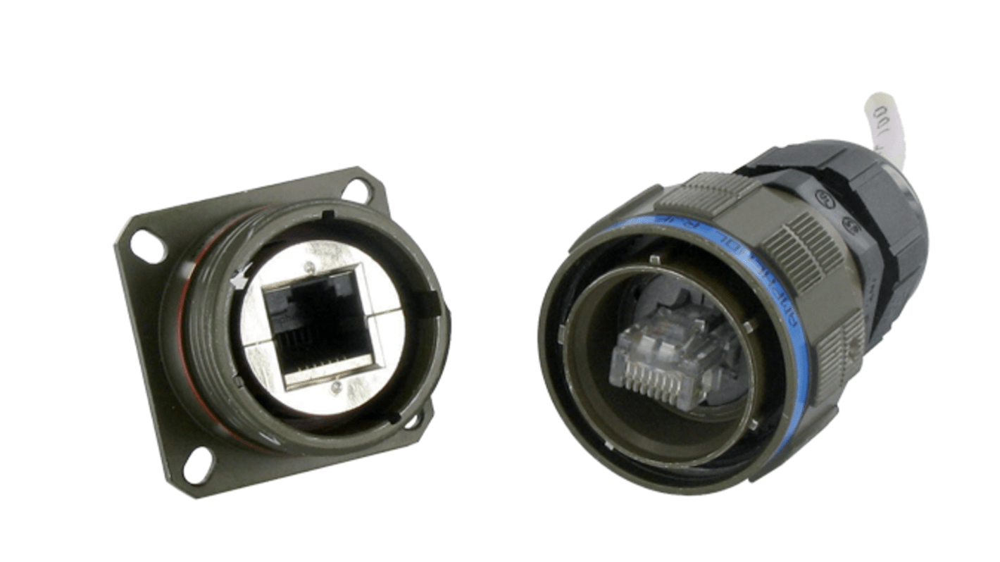 Amphenol Socapex Female Ethernet Connector, Flange Mount, Cat5e