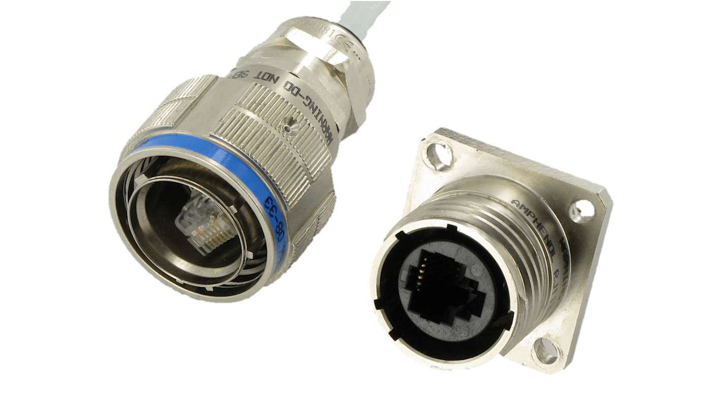 Connettore Ethernet Maschio Amphenol Socapex Cat6, 8 vie, Montaggio su flangia