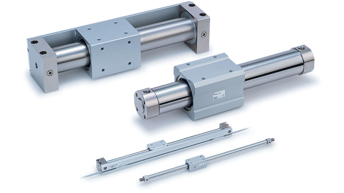 SMC Double Acting Rodless Pneumatic Cylinder 400mm Stroke, 25mm Bore