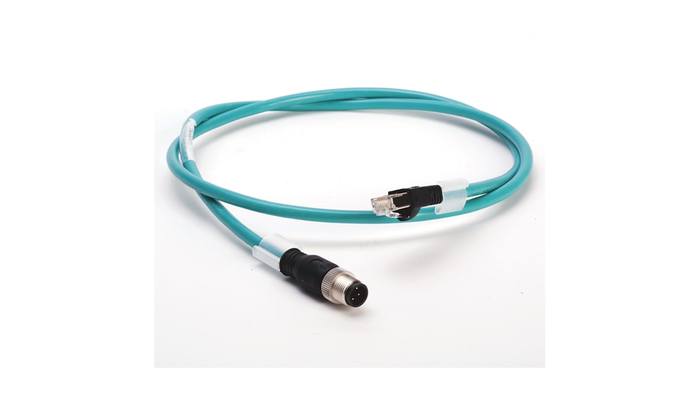 Cable Ethernet Cat5e Lámina y Trenzado Allen Bradley de color Verde, long. 1m