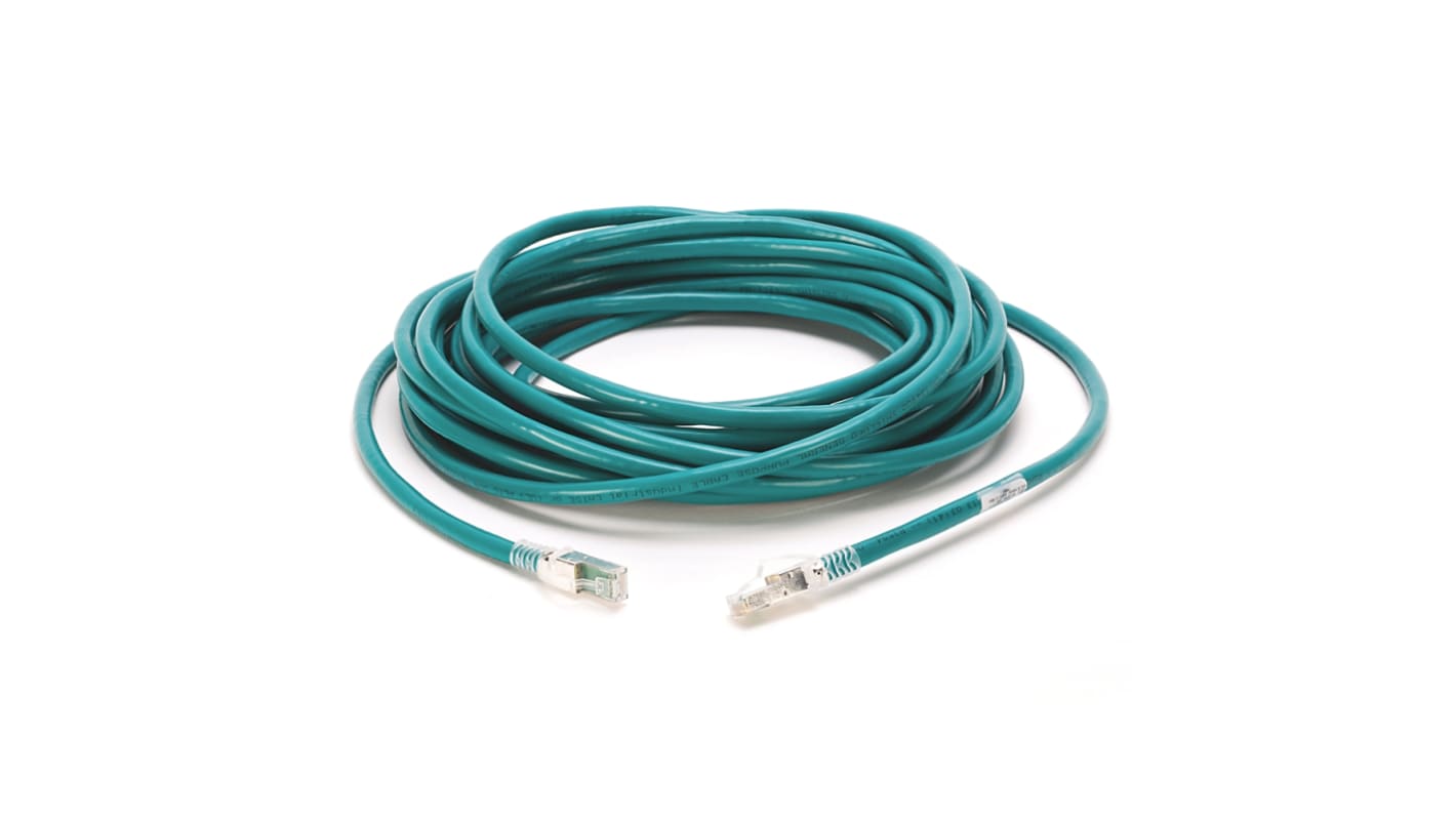 Câble Ethernet catégorie 5e Feuille et tresse Rockwell Automation, Vert, 1.5m Avec connecteur Droit