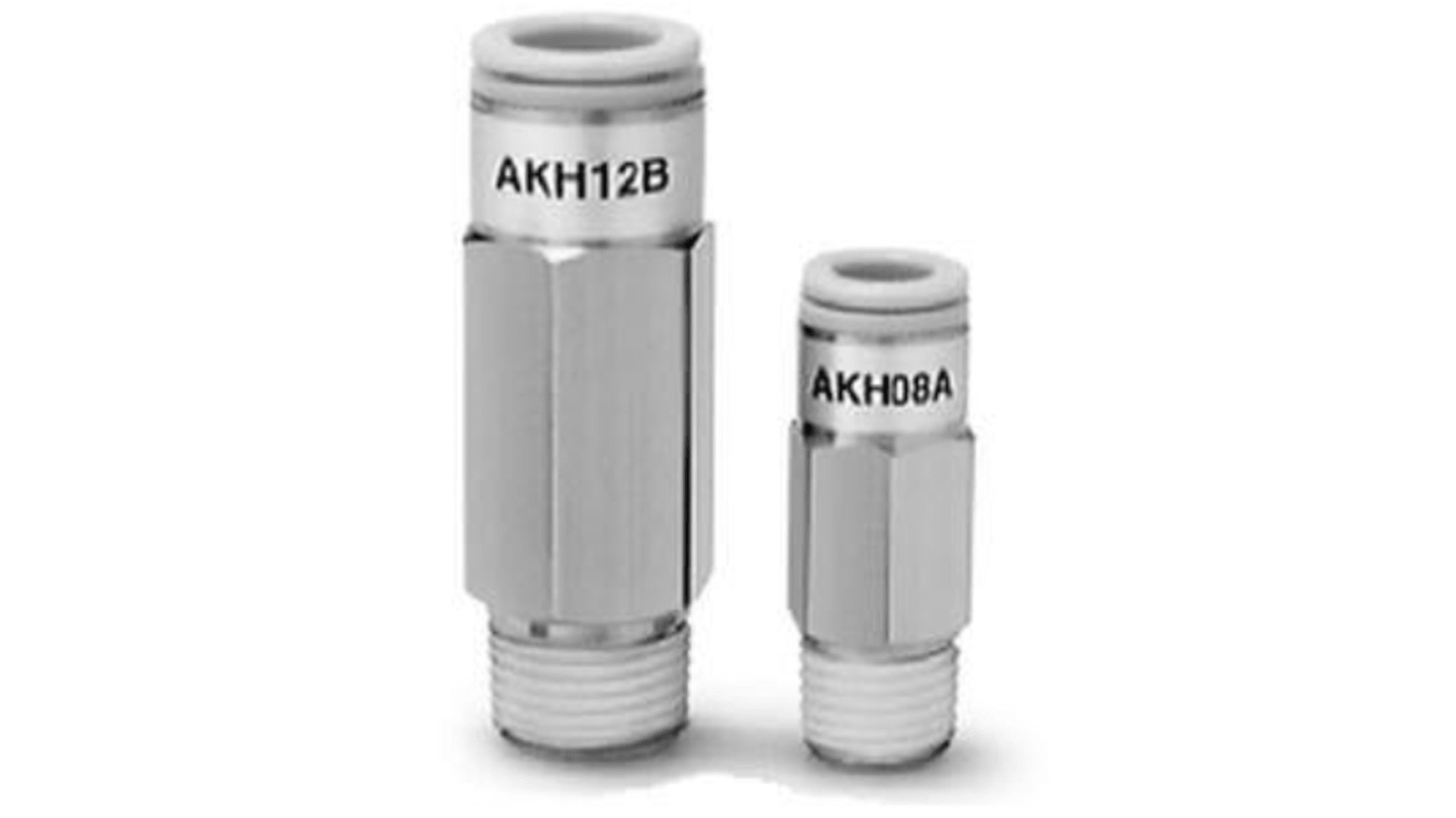 SMC AKH Check Valve M5 Inlet, 6mm Tube Inlet, M5 Male Outlet, 6mm Tube Outlet, –100kPa