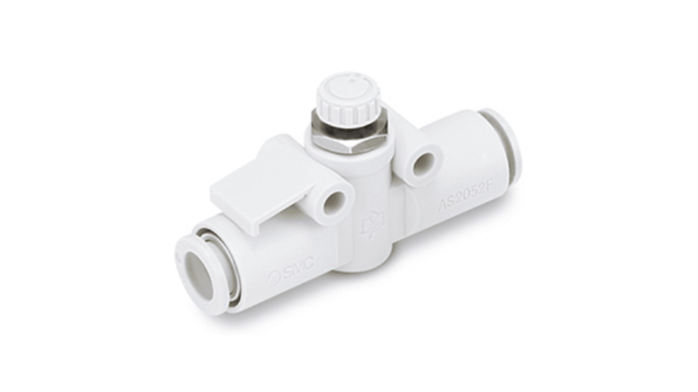 SMC AS2052F Series Threaded, Tube Flow Controller, 1/4 in Male Inlet Port, 8mm Tube Inlet Port x 1/4 in Male Outlet