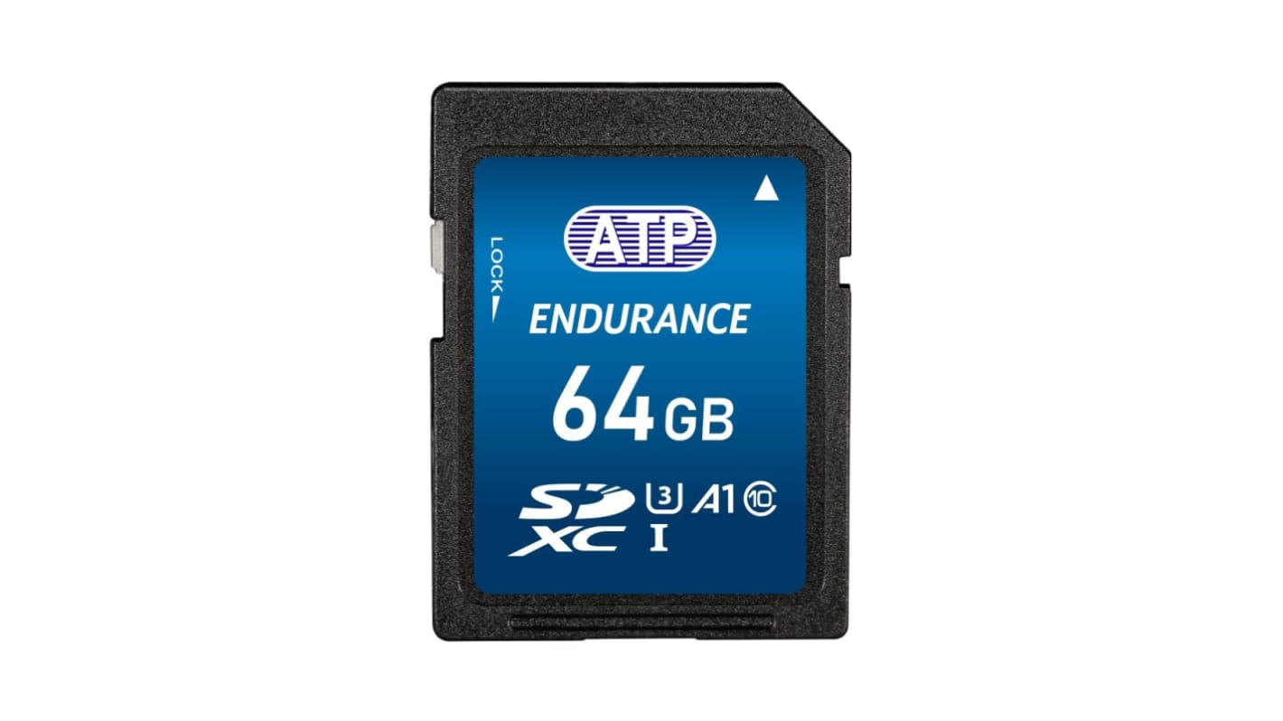 ATP 64 GB 工业SD卡, 3D TLC - XE, UHS-I, -25 → +85°C, S650Sc系列