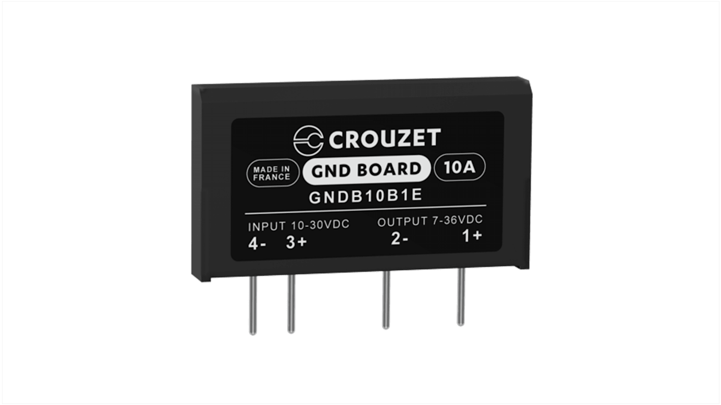 Crouzet Halvlederrelæ, 1-polet ST, Printmontering-montering, Maks. 36 Vrms, 10 A rms Triac, Jævnstrømsskift