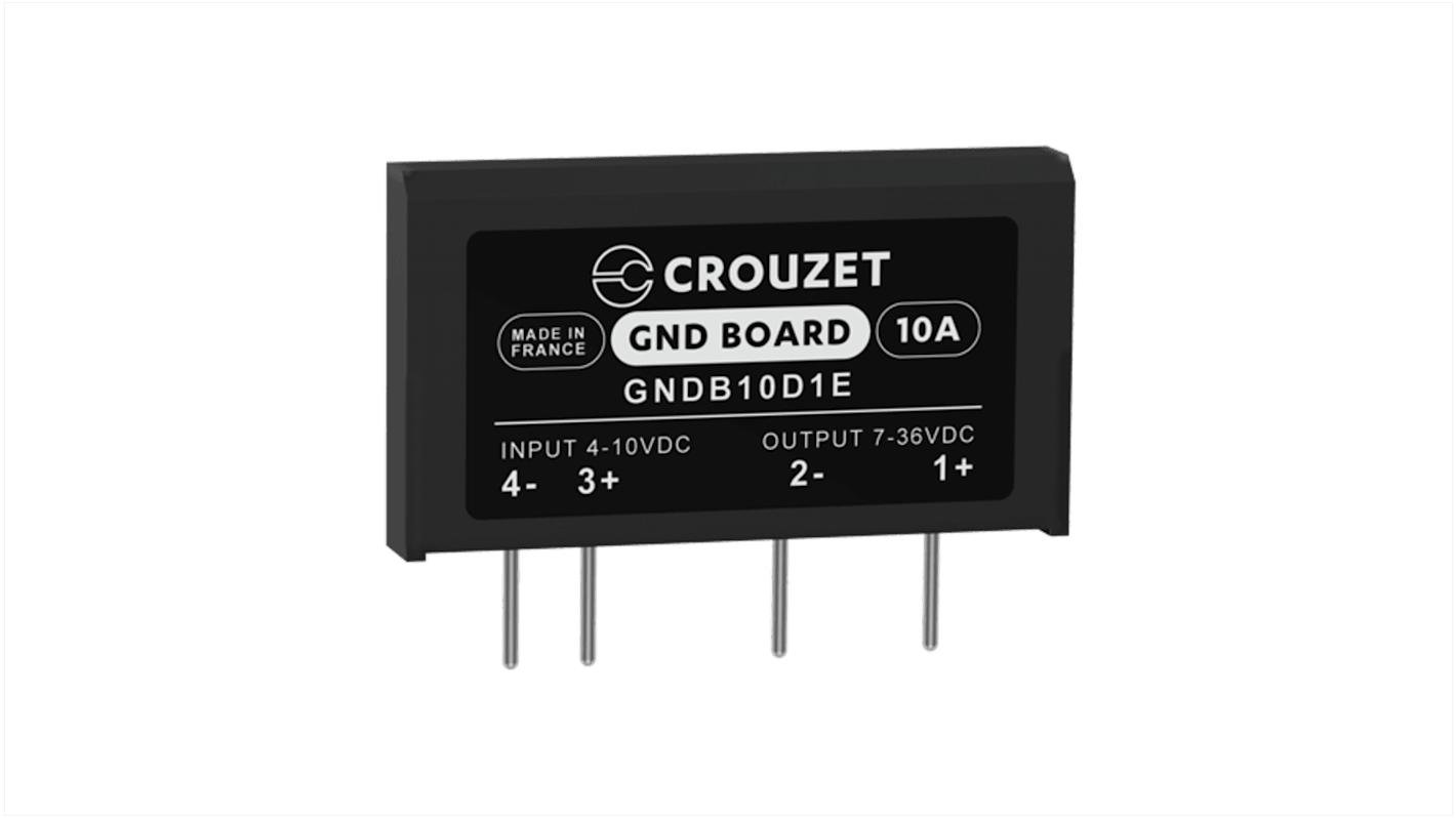 Crouzet Halvlederrelæ, 1-polet ST, Printmontering-montering, Maks. 36 Vrms, 10 A rms Triac, Jævnstrømsskift