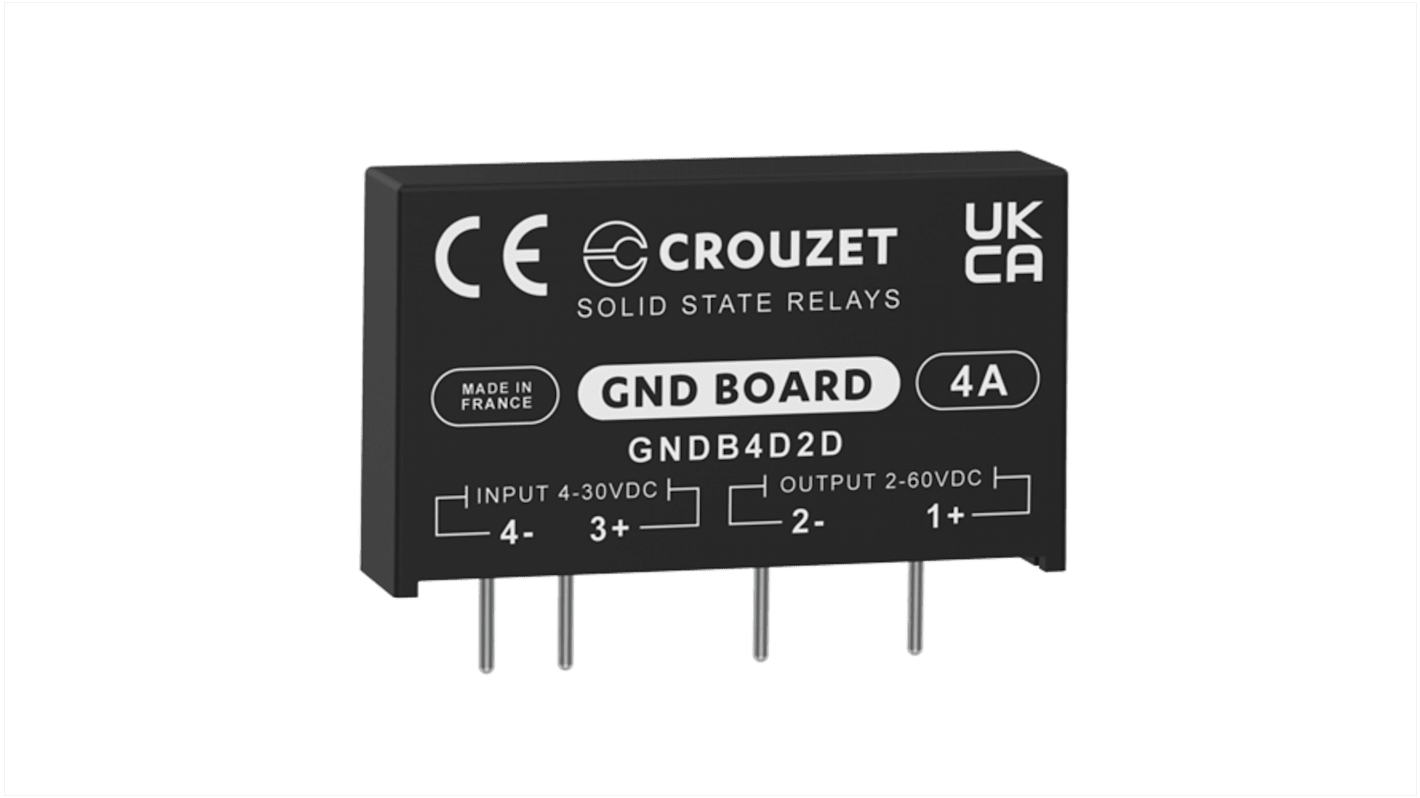 Crouzet GND Board Series Solid State Relay, 4 A rms Load, PCB Mount, 60 V rms Load