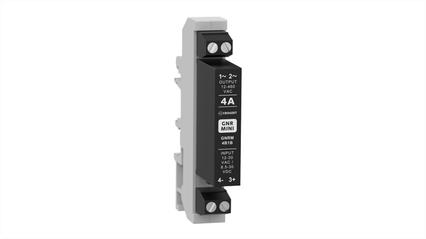 Crouzet GNR MINI Series Solid State Relay, 4 A rms Load, DIN Rail Mount, 460 V rms Load