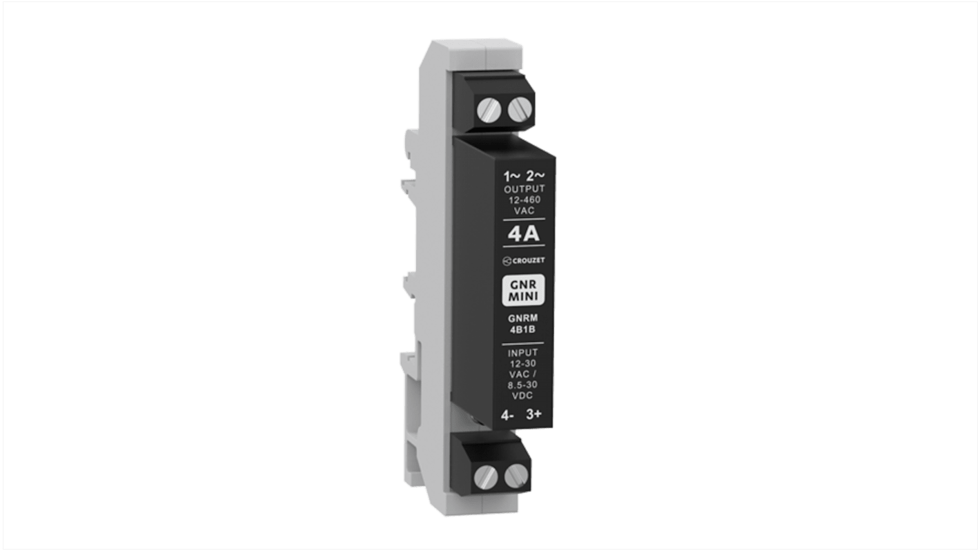 Crouzet Halvlederrelæ, 1-polet ST, DIN-skinne-montering, Maks. 460 V rms, 4 A rms Triac, Special nulkors