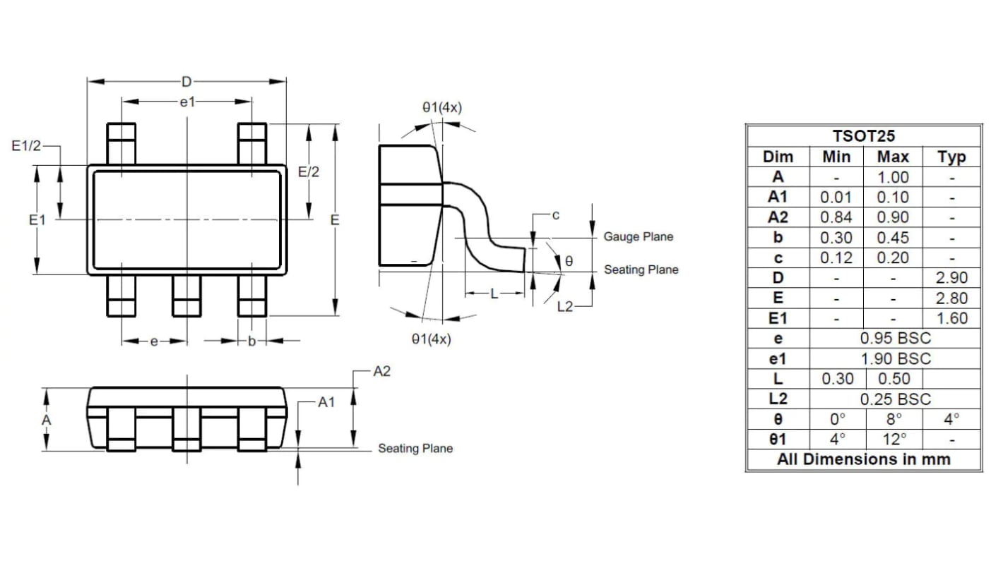 DiodesZetex MOSFET驱动器, CMOS，TTL逻辑, TSOT25, 5针, 4.5 → 18V电源, 1.9 A输出