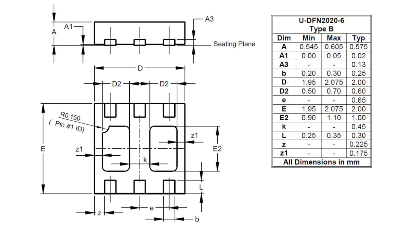 MOSFET DiodesZetex, canale N, P, 5,3 A, U-DFN2020-6