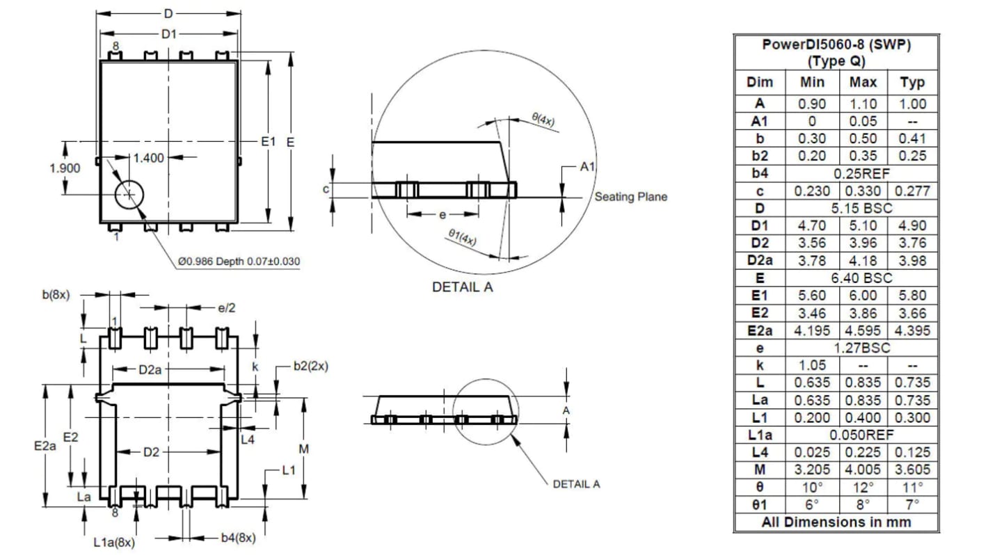 Diodes Inc P-Channel MOSFET, 100 A, 30 V PowerDI5060-8 DMPH33M8SPSWQ-13