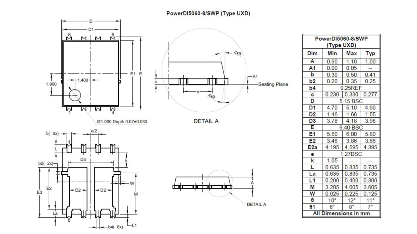 Transistor, DXTC3C100PDQ-13, NPN/PNP 3 A 100 V PowerDI5060-8