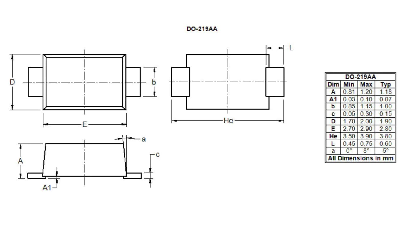 Diodes Inc 200V Rectifier & Schottky Diode, DO-219AA FES1DE