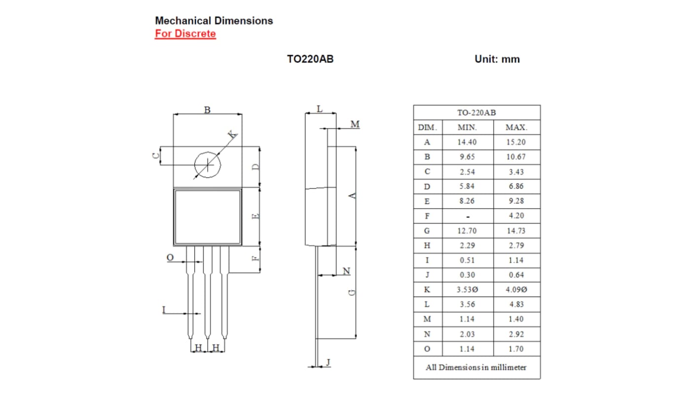 DiodesZetex SCR Thyristor 12A TO220AB 600V 125A