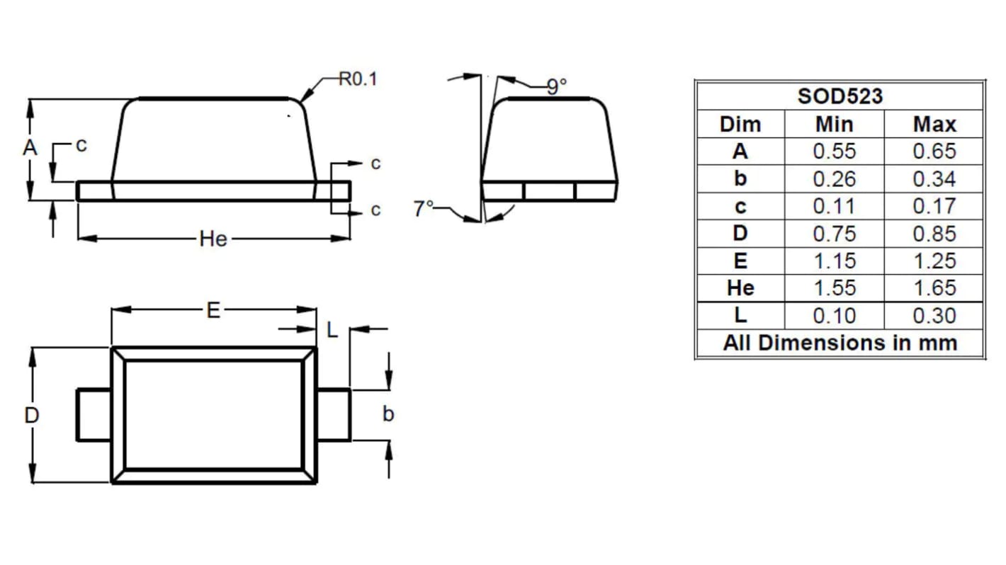 DiodesZetex TVS-Diode Uni-Directional 24V 14.1V min., SMD SOD523