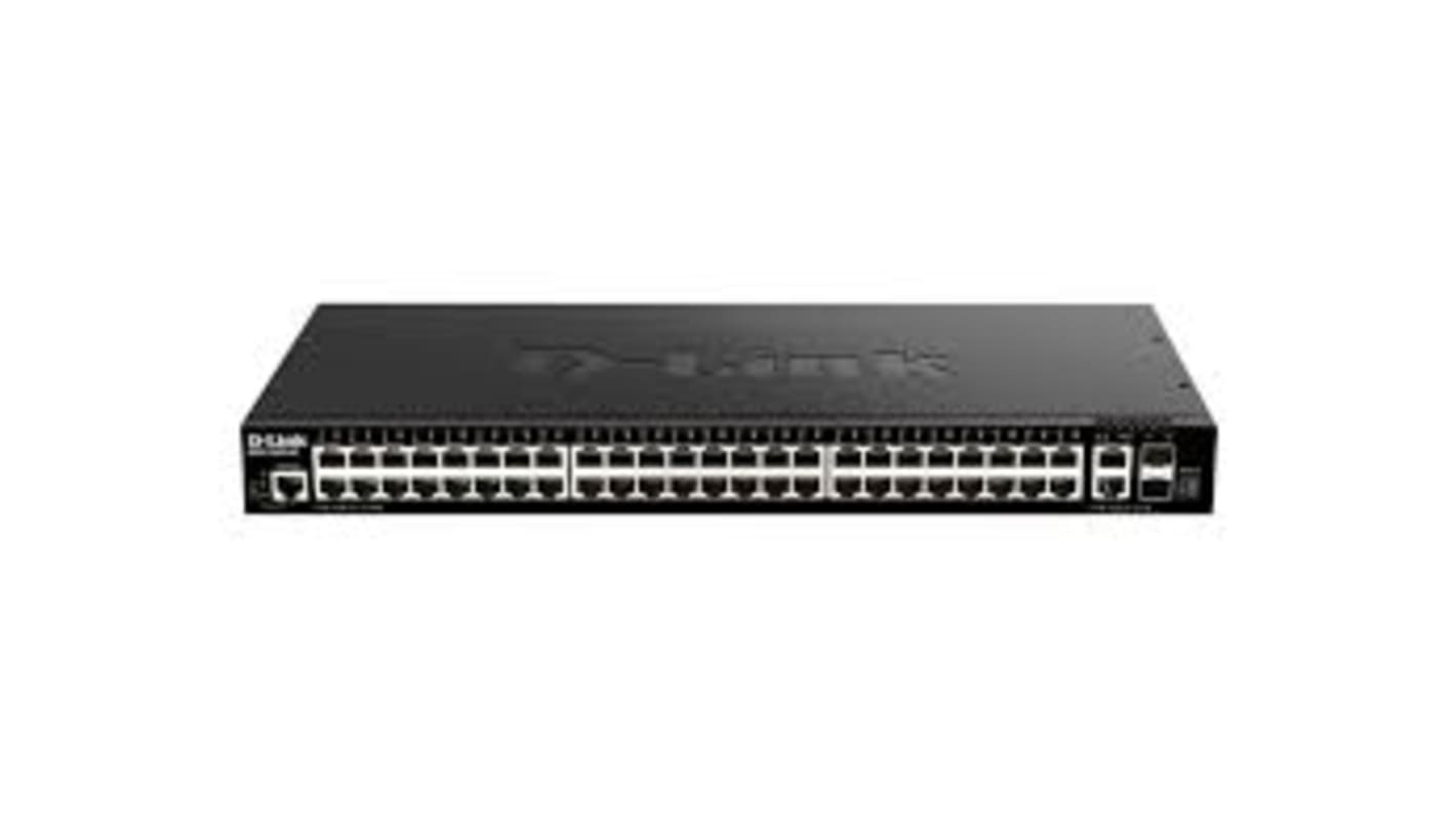 D-Link 52口智能管理型交换机, 2个SFP口, 50个RJ45口, 10/100/1000Mbit/s, DGS-1520 Series系列, 52 端口第 3 层可堆叠智能网管型交换机，带 10G 上行链路