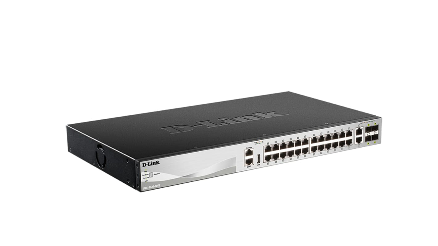 D-Link 30口管理型管理型交换机, 4个SFP口, 26个RJ45口, 10/100/1000Mbit/s, DGS-3130 Series系列, 30 端口第 3 层可堆叠网管型交换机，带 10G 上行链路