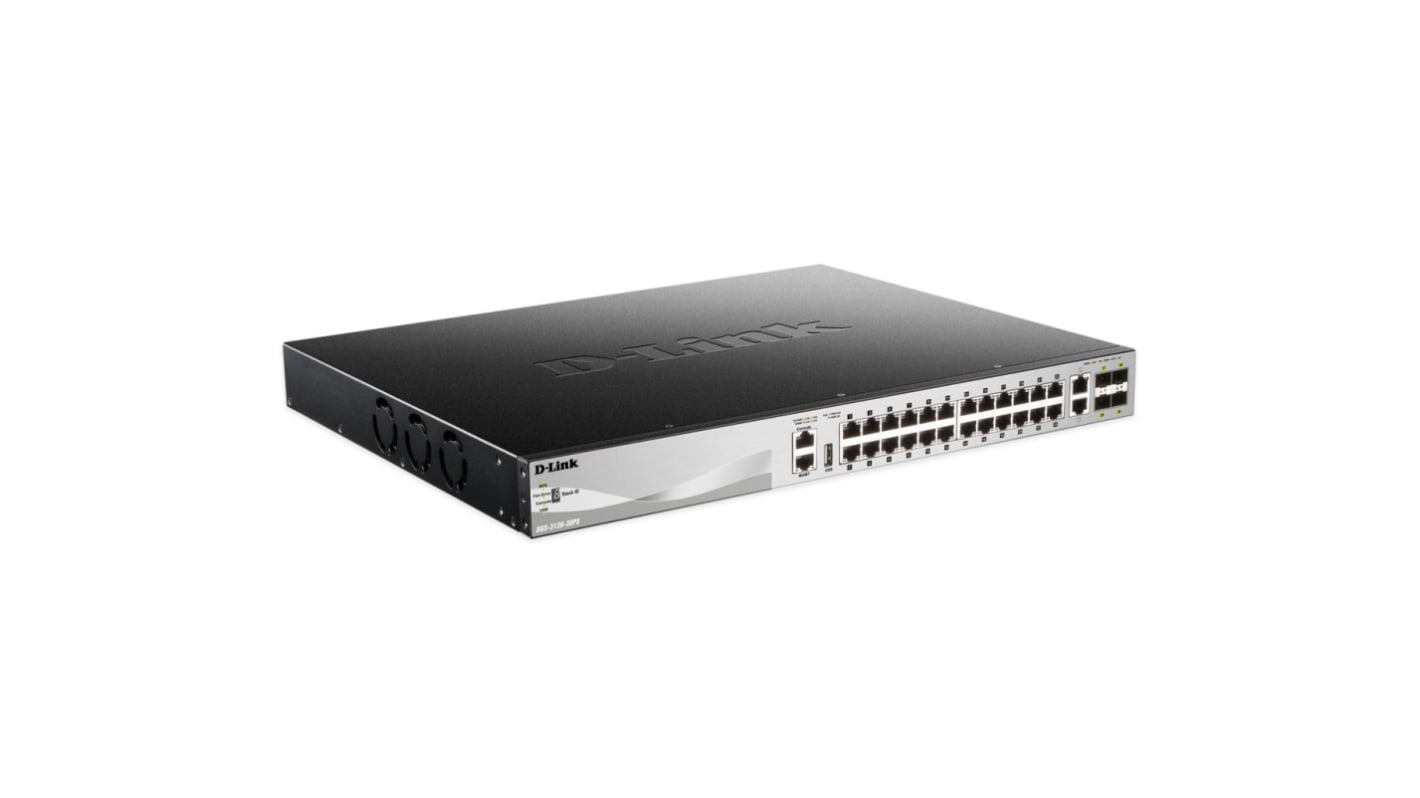 D-Link 54口管理型管理型交换机, 52个SFP口, 2个RJ45口, 10/100/1000Mbit/s, DGS-3130 Series系列, 54 端口第 3 层可堆叠网管型 SFP 交换机（带 10G 上行链路