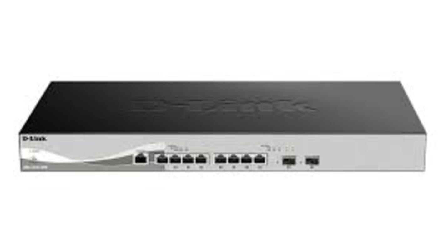 D-Link 10口智能管理型交换机, 2个SFP口, 8个RJ45口, 10/100/1000/2500/10000Mbit/s, DXS-1210 Series系列, 10 端口 10G 多千兆智能网管型交换机