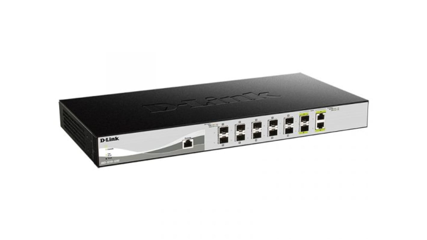 D-Link 12口智能管理型交换机, 12个SFP口, 2个RJ45口, 10/100/1000/2500/10000Mbit/s, DXS-1210 Series系列, 12 端口 10G 多千兆智能网管型 SFP+ 交换机