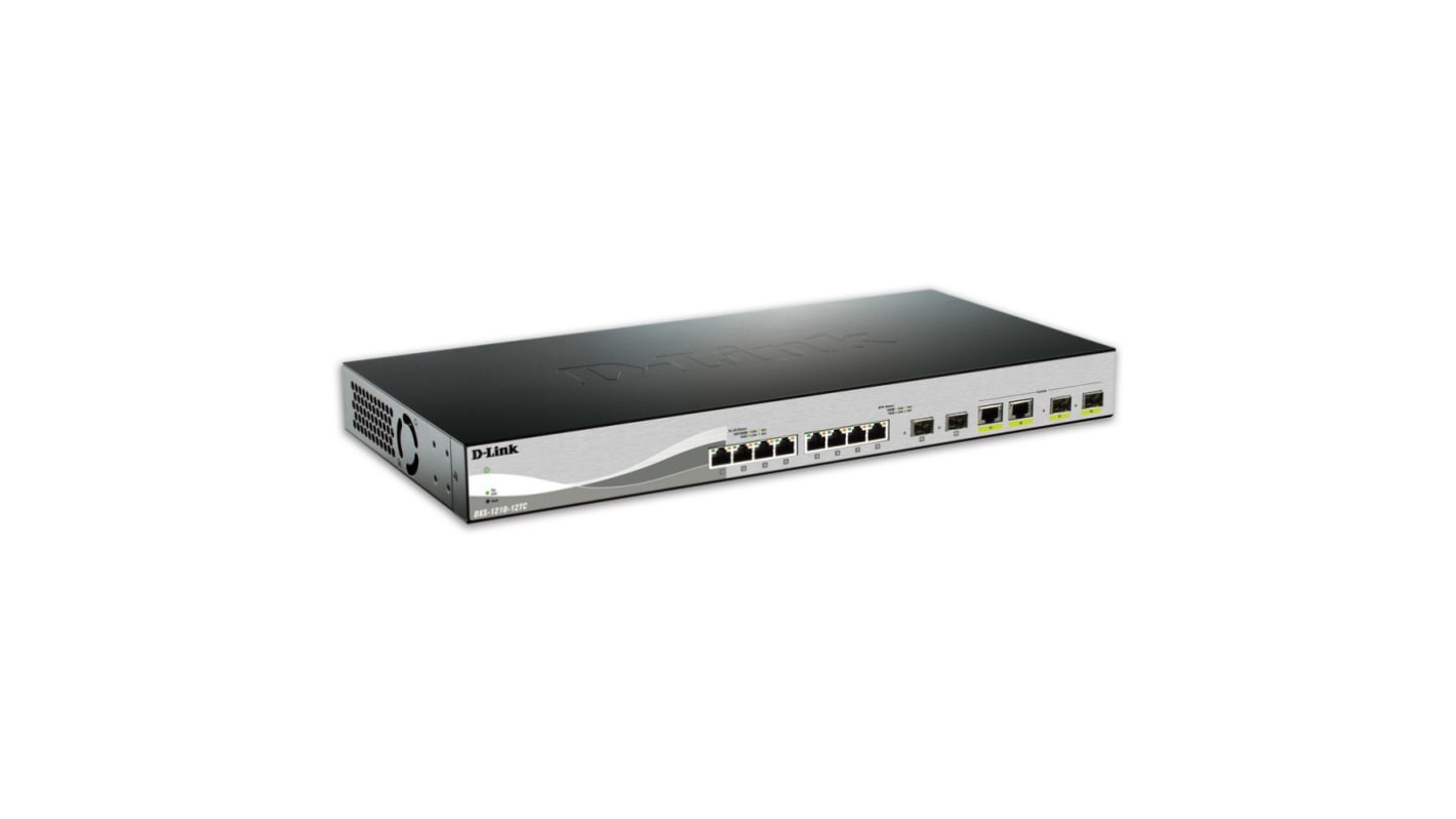 D-Link 12口智能智能管理交换机, 4个SFP口, 10个RJ45口, 10/100/1000/2500/10000Mbit/s, DXS-1210 Series系列, 12 端口 10G 多千兆智能网管型交换机